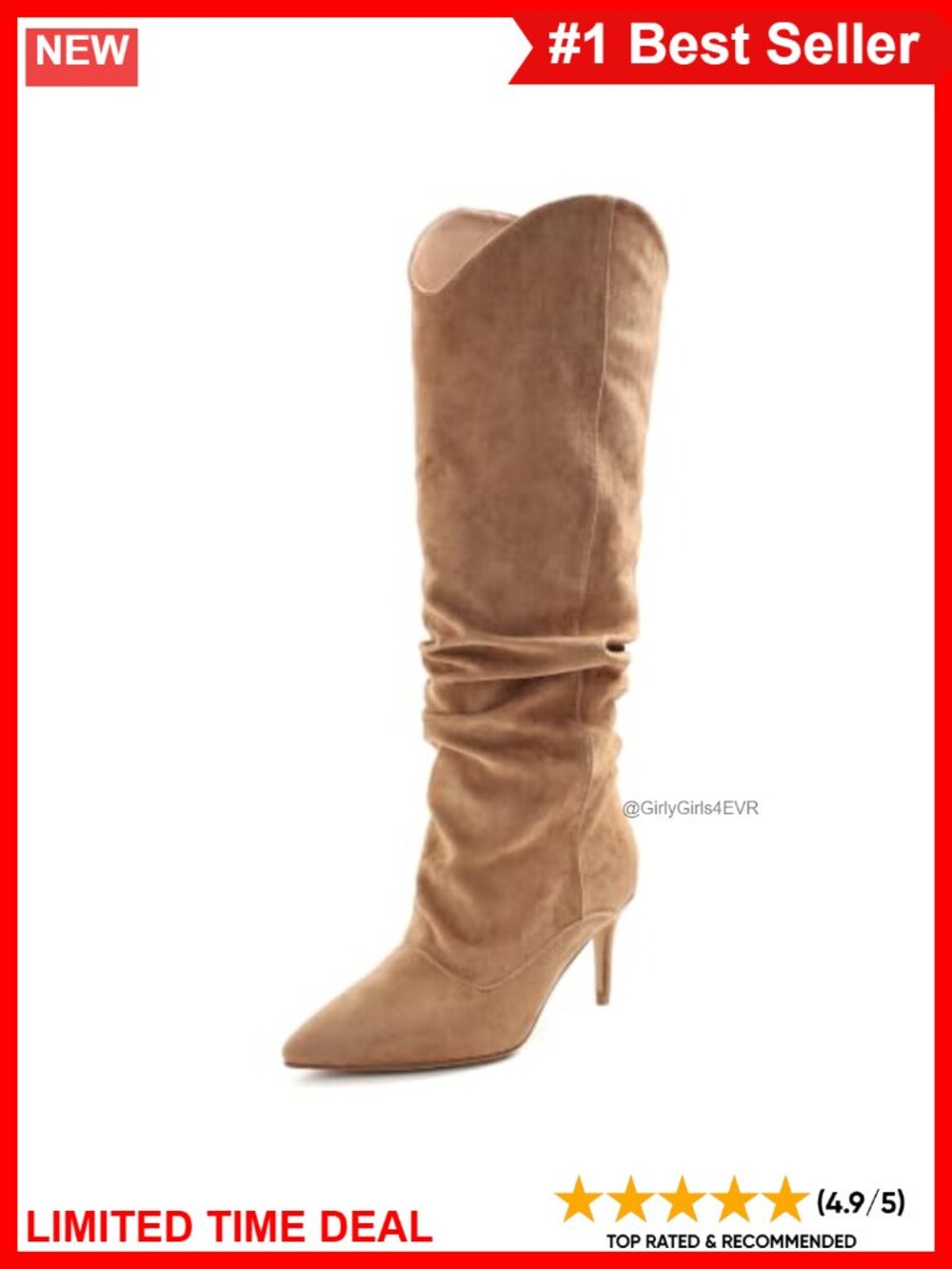 Faux Suede Slouchy Knee High Stiletto Heel Pointed Toe Pull On Boots